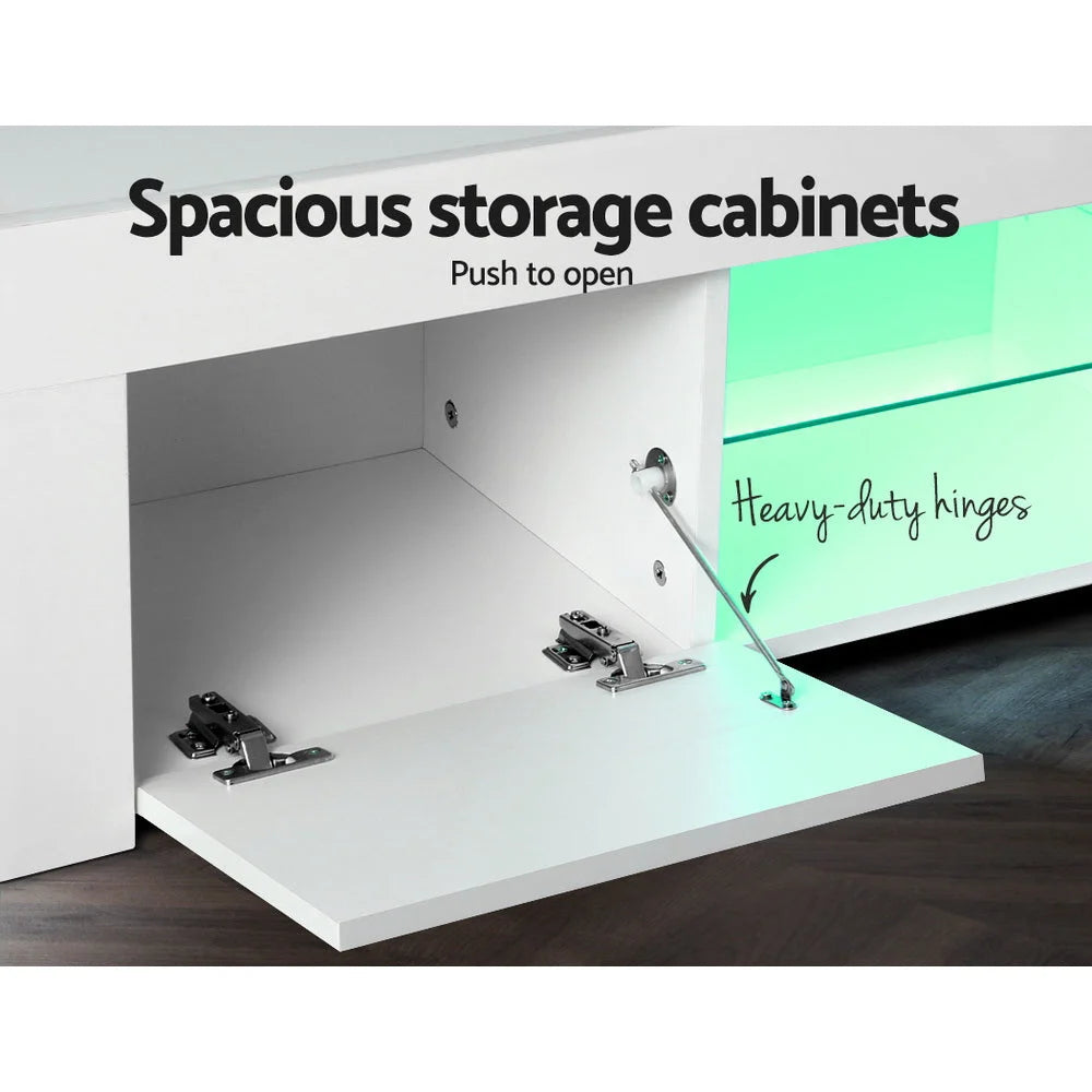 TV Cabinet Entertainment Unit Stand RGB LED Gloss Furniture