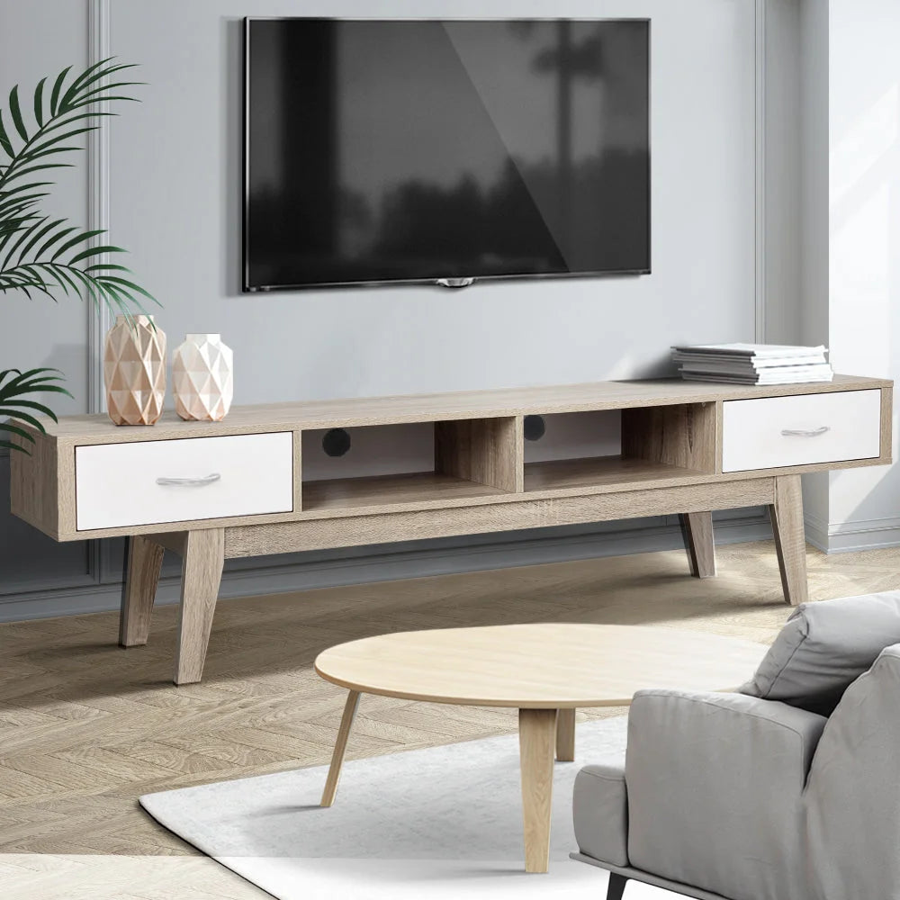 180cm entertainment unit with fluted door fronts and low cabinet profile