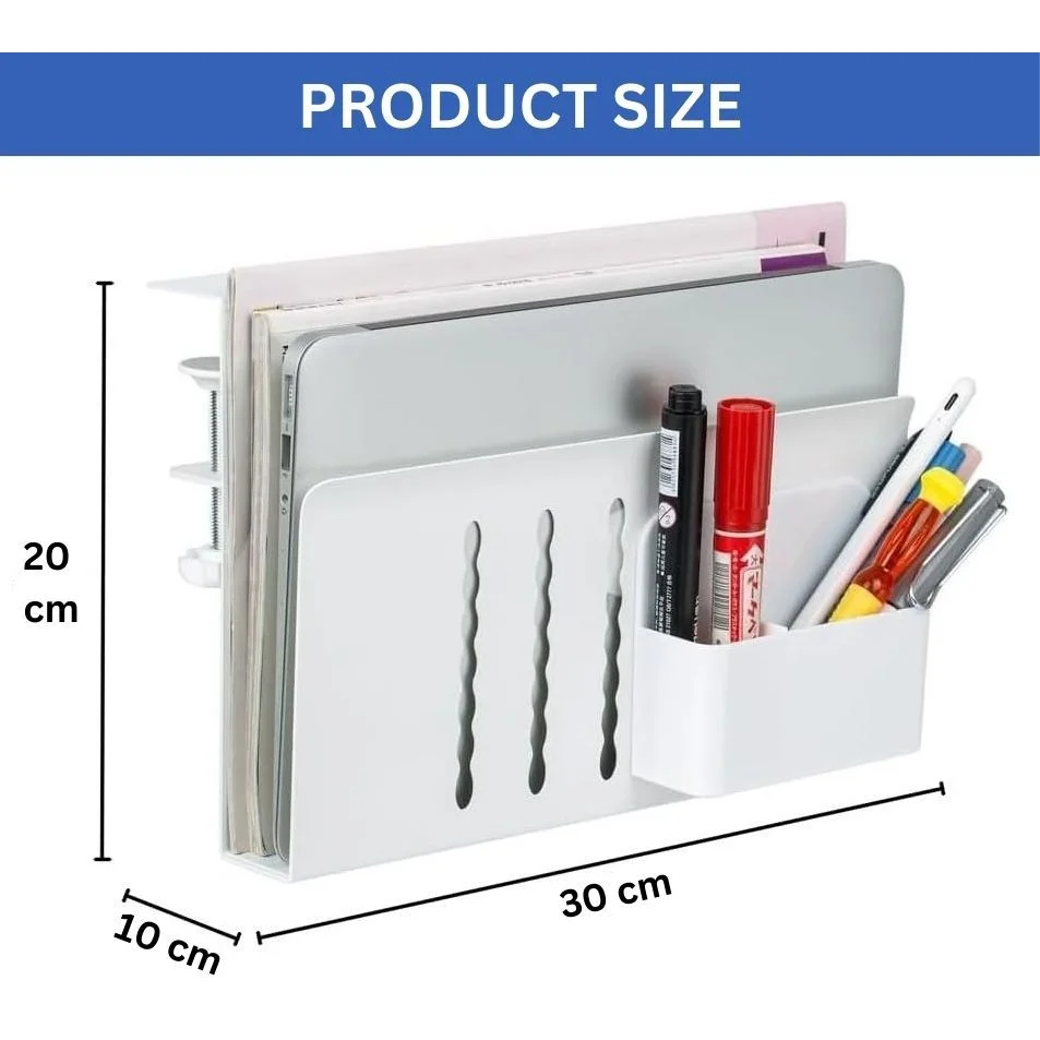 Under Desk Side Laptop Holder Storage with No Drill Cable
