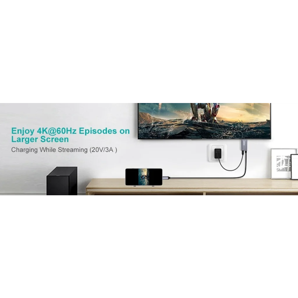 USB-C to HDMI 4K 60Hz Adapter with PD100W Power Delivery