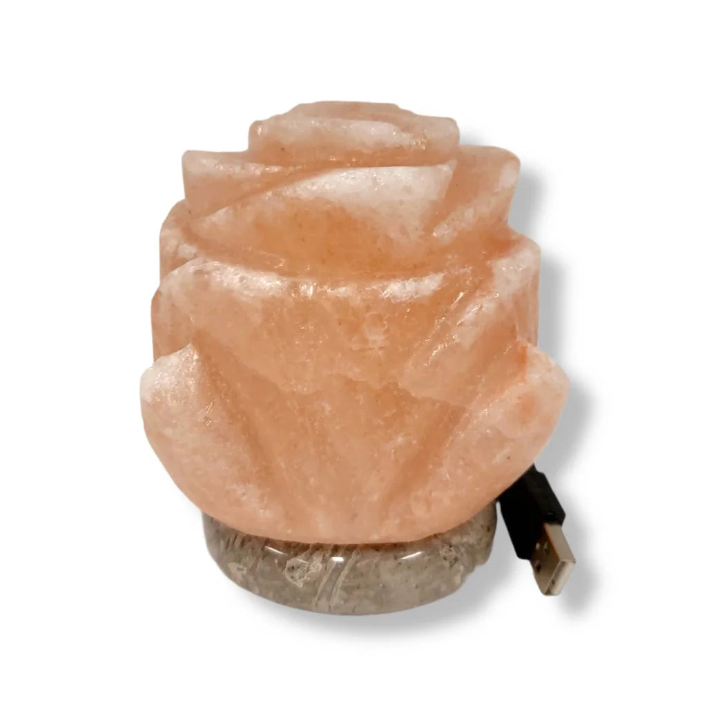 USB Colour Changing Salt Himalayan Lamp - Flower Shape Pink