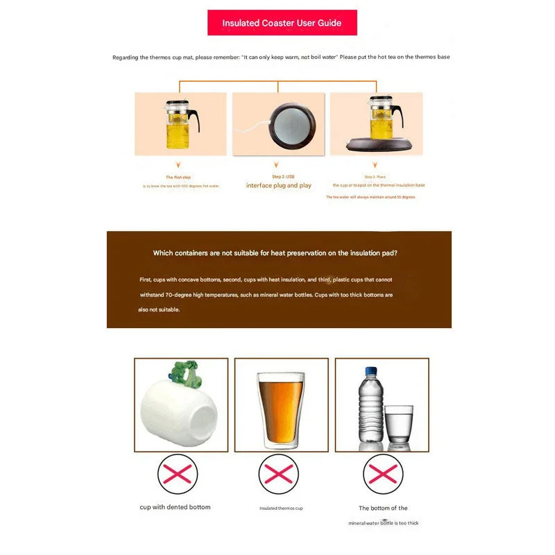 USB Cup Heater - White Porcelain Electric Beverage Heater