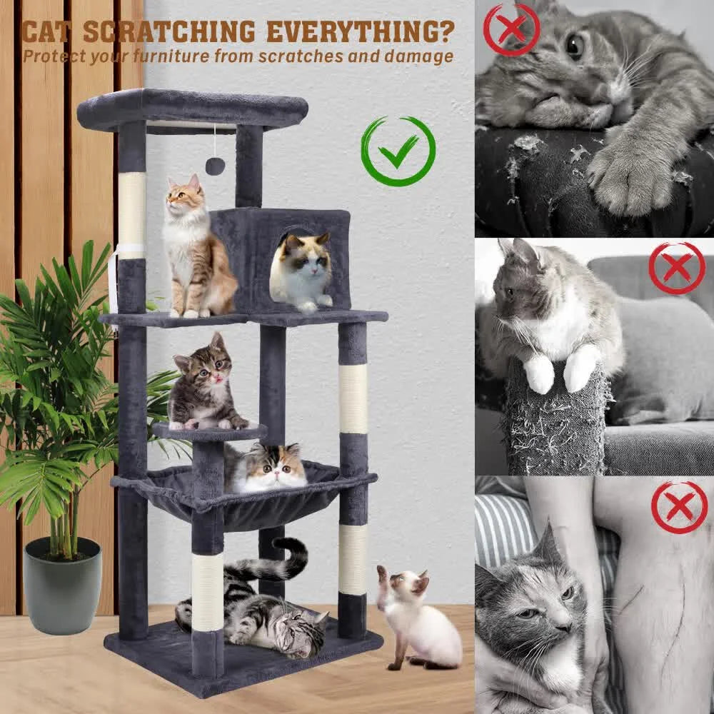 VaKa 143cm Cat Tree Scratching Post Scratcher Tower Condo