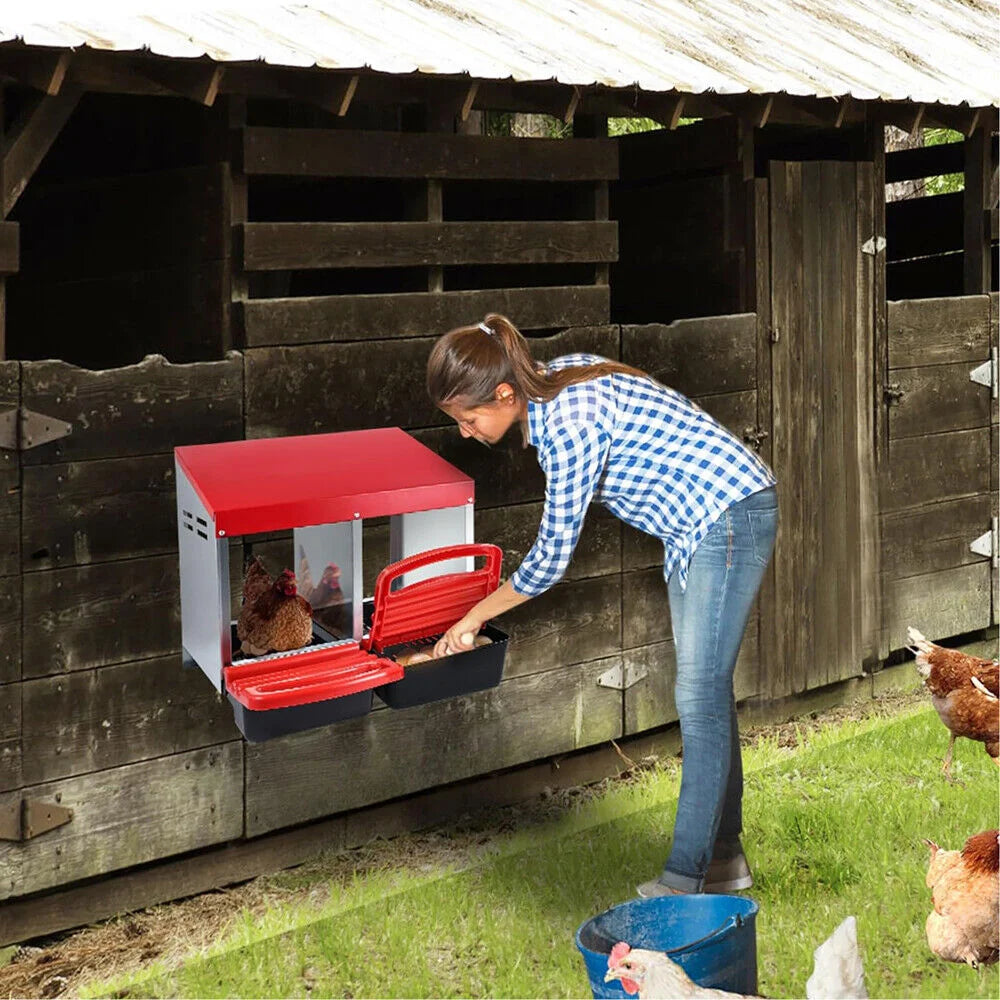 VaKa Chicken Hen Coop Hutch 2 Hole Inside Outside Roll Away