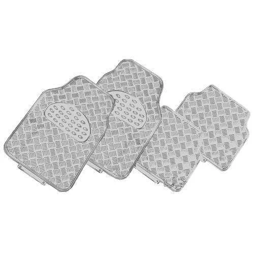 VENOM 4 Piece Car Mat Silver Rubber Aluminium