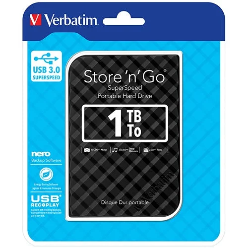 Verbatim 1TB USB 3.0 External HDD - Store’n’Go Grid Design