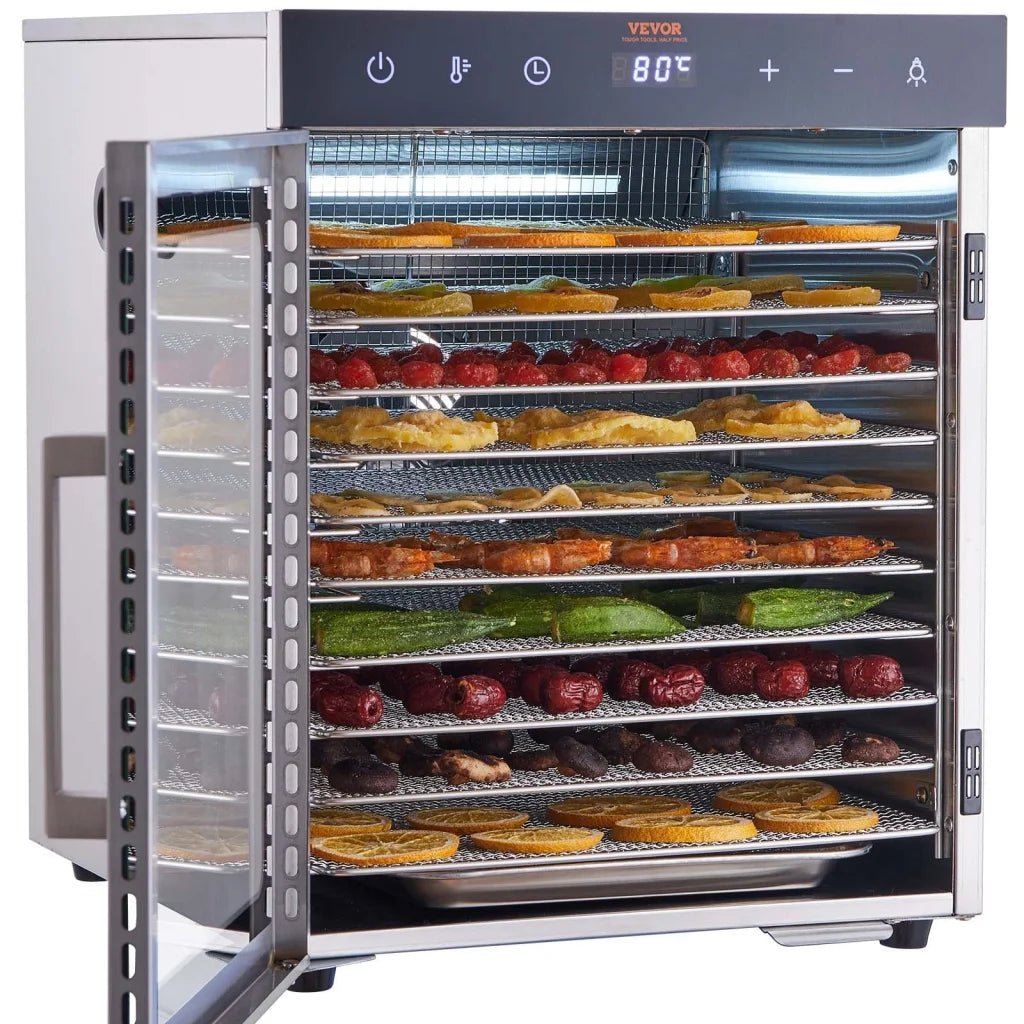 VEVOR 10 Trays Food Dehydrator Machine Stainless Steel 800W
