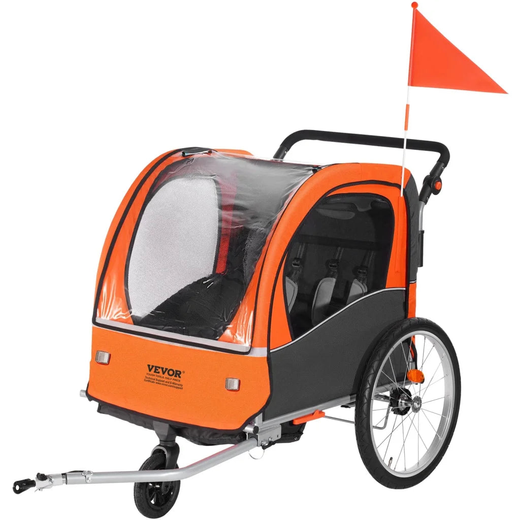VEVOR Bike Trailer for Toddlers Kids Double Seat 45 kg Load