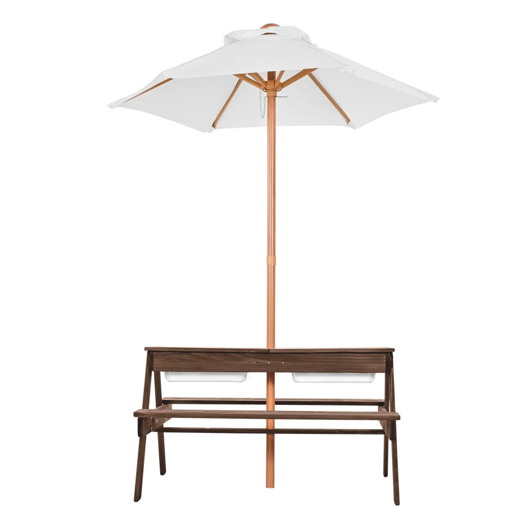 VEVOR Picnic Table Wooden Tables and Bench Set Umbrella