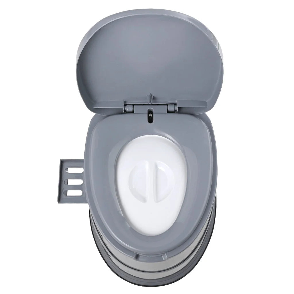 5l vevor portable toilet with pack contents and accessory layout
