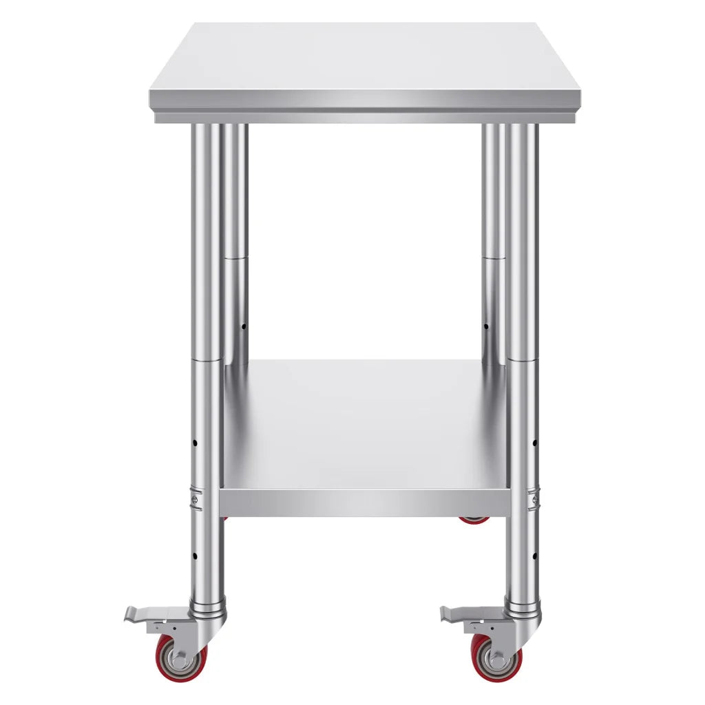VEVOR Stainless Steel Work Table with Wheels 24 x 30 Prep