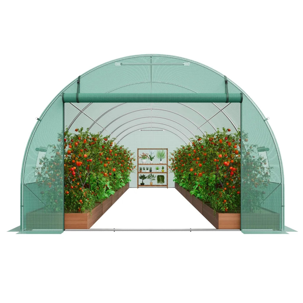 VEVOR Walk-in Tunnel Greenhouse 29.2x9.7x6.5ft Galvanized