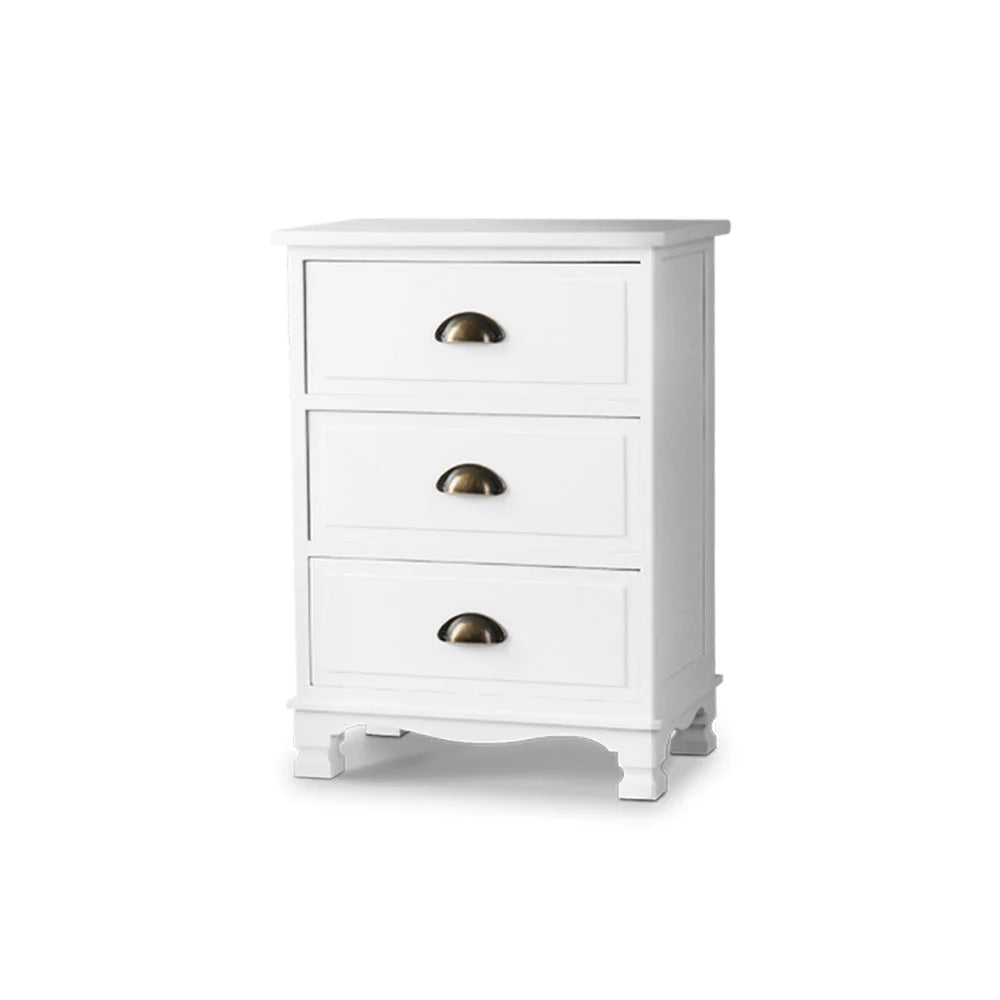 Vintage Bedside Table Chest Storage Cabinet White - Bedroom