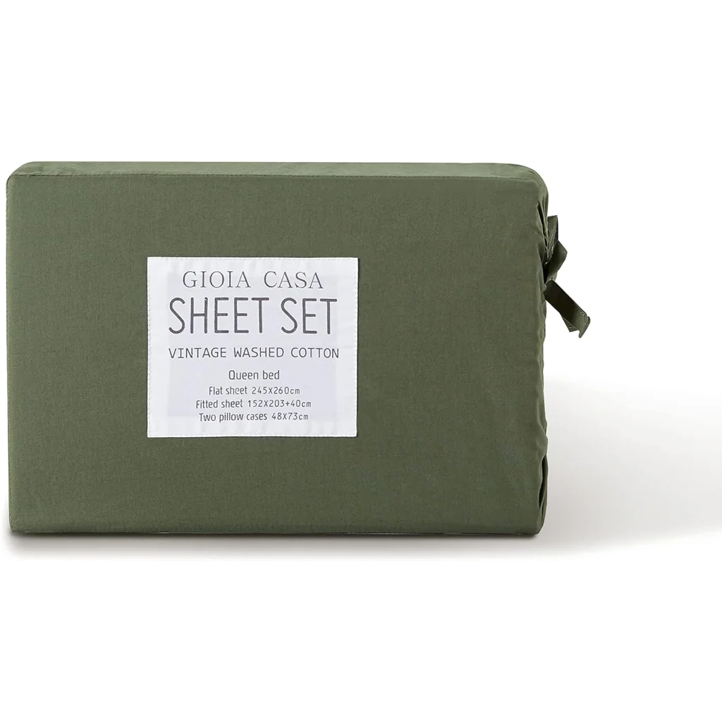 Vintage Washed 100% Cotton Sheet Set with 2 Pillowcases