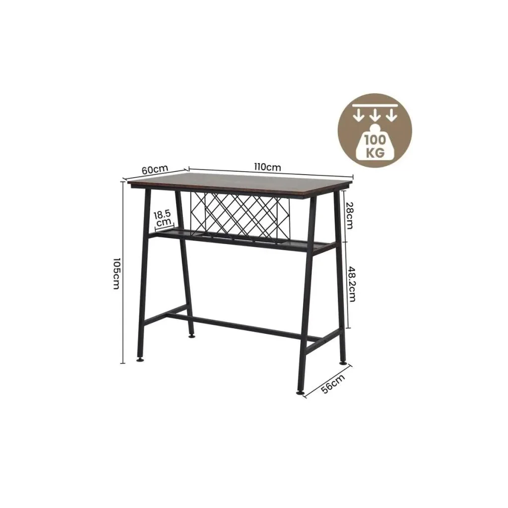 Viviendo Dining Table Bar Table with Wine Storage Rack