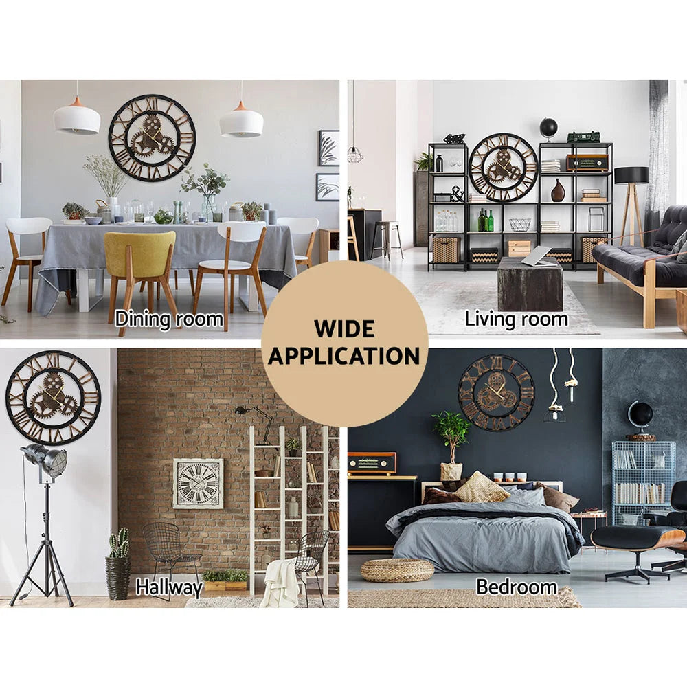Wall Clock Large Modern Vintage Retro Metal Clocks 80CM