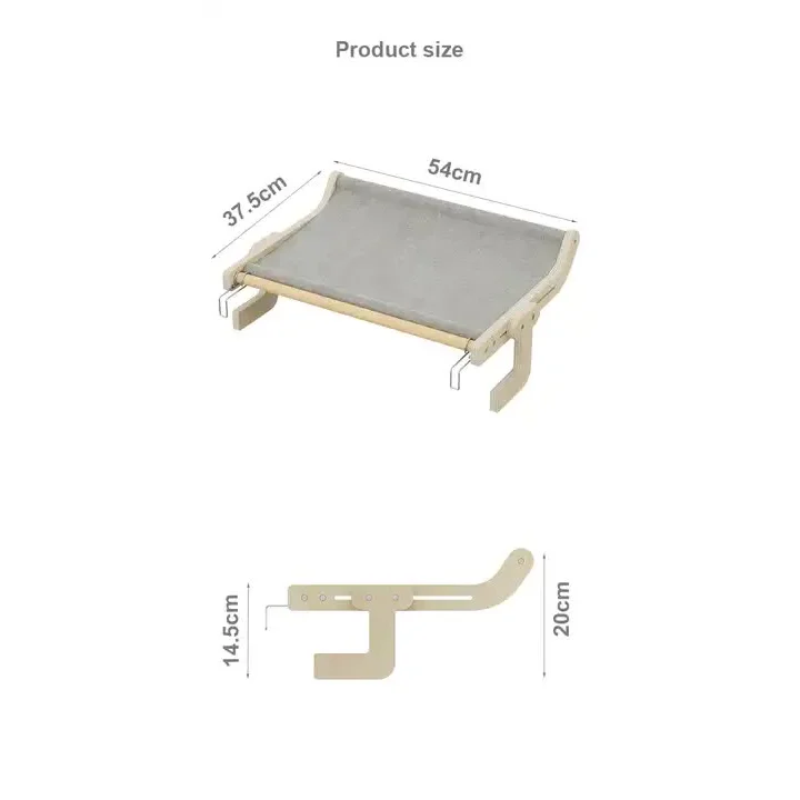 Wall-Mounted Cat Hammock Bed -Wooden Frame Comfortable