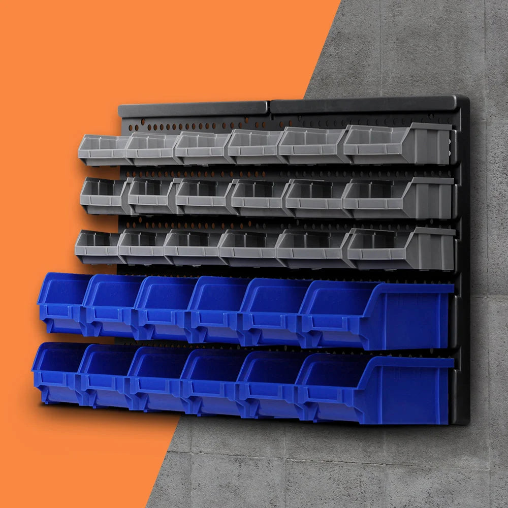 Wall-Mounted Rack Storage Organizer 30 Bin - Tools