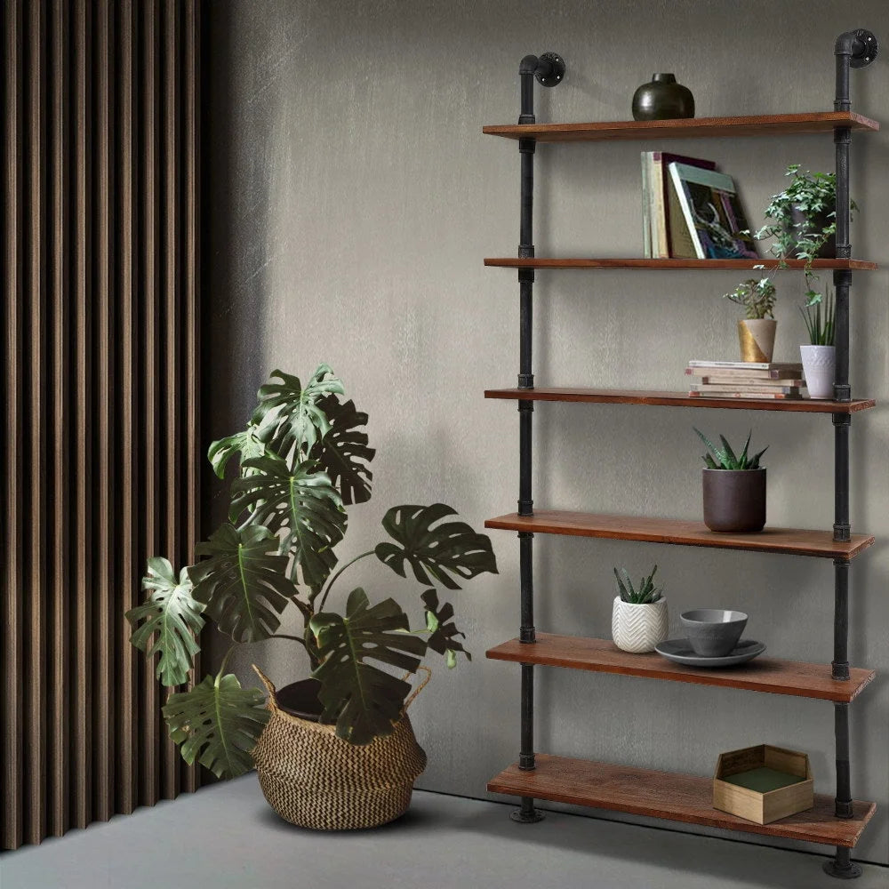 Wall Shelves Display Bookshelf Rustic Vintage DIY Pipe