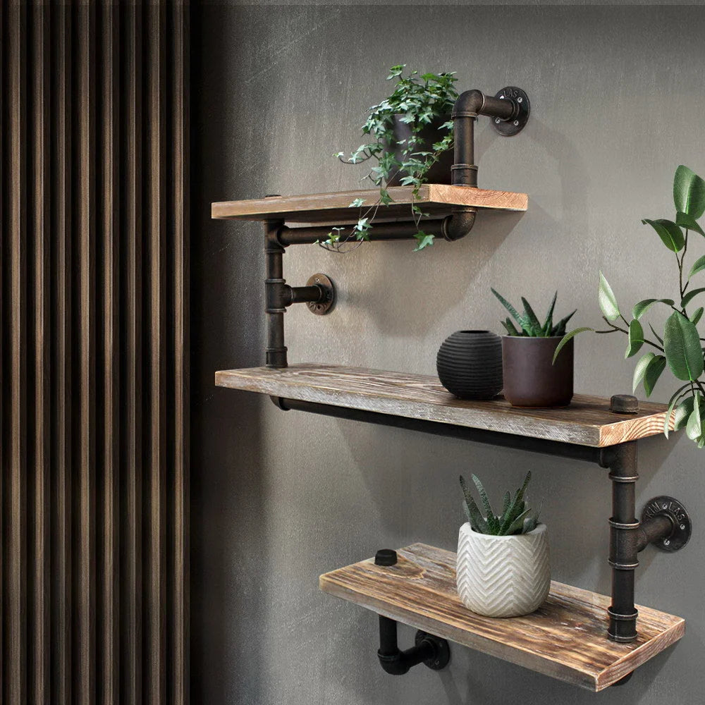 Wall Shelves Display Rustic Industrial Pipe Bookshelf DIY
