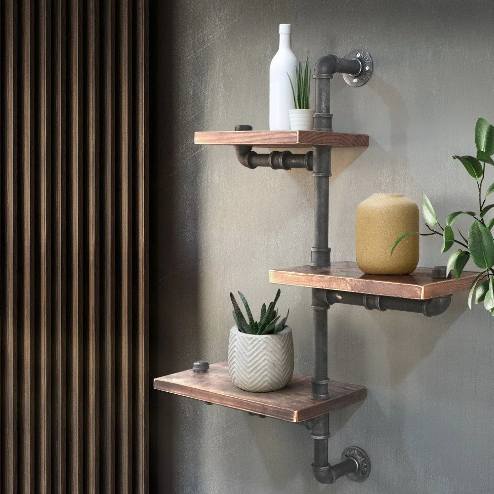 Wall Shelves Display Rustic Industrial Pipe Bookshelf