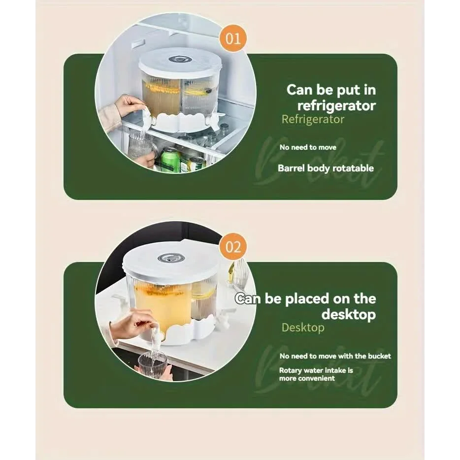 Water Bottle + 4 Cups Large Capacity Rotating Beverage