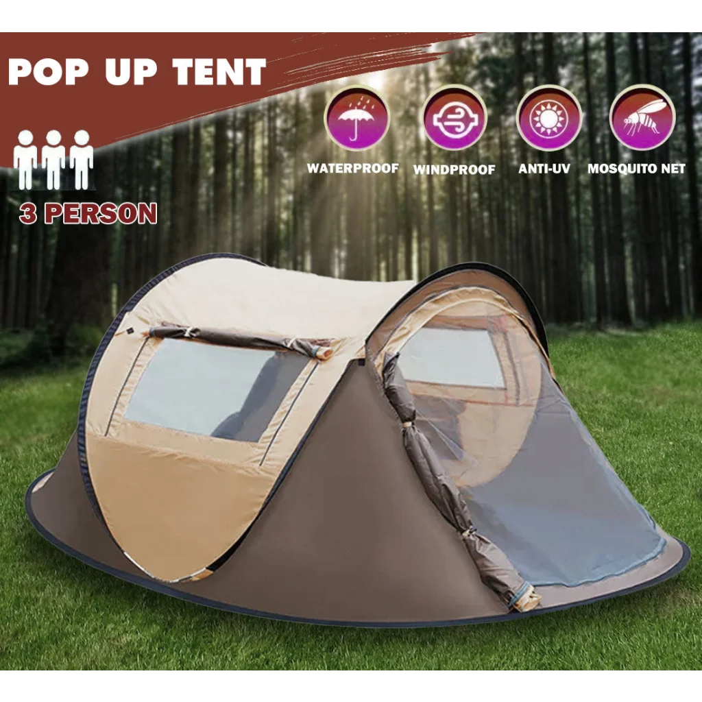 Waterproof Instant Up Beach Camping Tent 3 Person Pop up