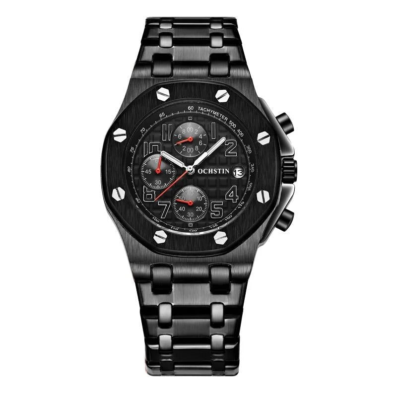Waterproof Luminous Men Watch with Steel Strap - 6100d