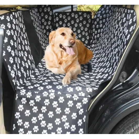 Waterproof Pet Car Seat Cover Hammock - Black with Mesh