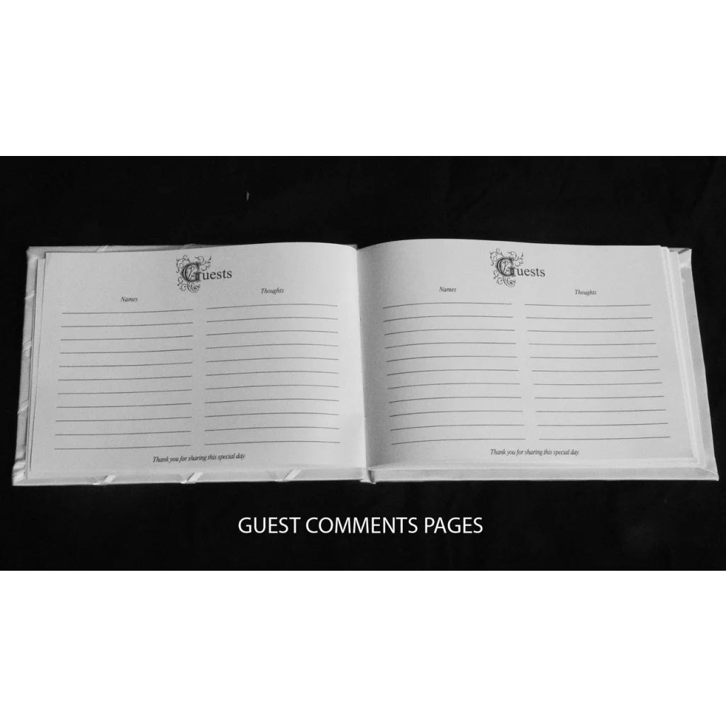 Wedding Guest Book Register White with Silver Pen & Stand