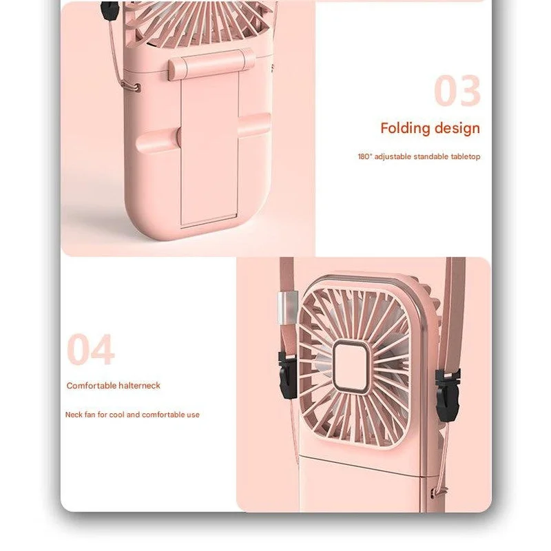 White and blue combination Portable Handheld Fan with Neck