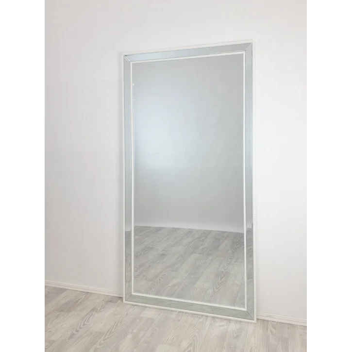 White Beaded Framed Mirror - X Large 190cm x 100cm - Home &