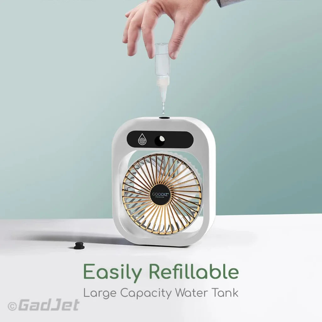 White color USB 2-in-1 Misting Fan & Humidifier Portable