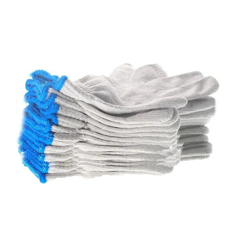 White Cotton Work Gloves Knitted Heavy Duty for Gardening