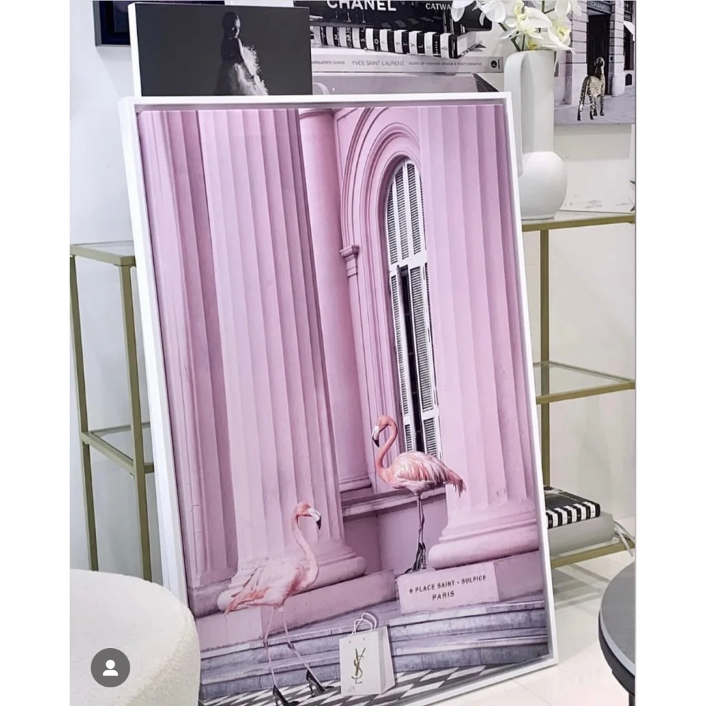 White Framed Artwork Saint Pink - 90cm x 60cm - Home &