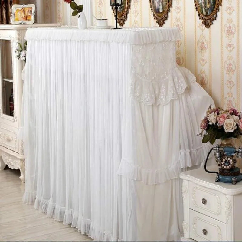 White Lace Piano Dust Cover - Embroidered Full Size Double