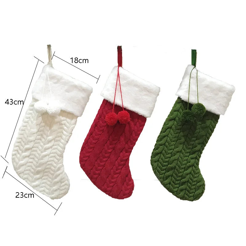 White Large Cable Knit Christmas Stocking - Classic 43cm