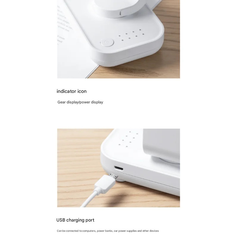 White Portable Mini Fan - Compact Quiet and Rechargeable