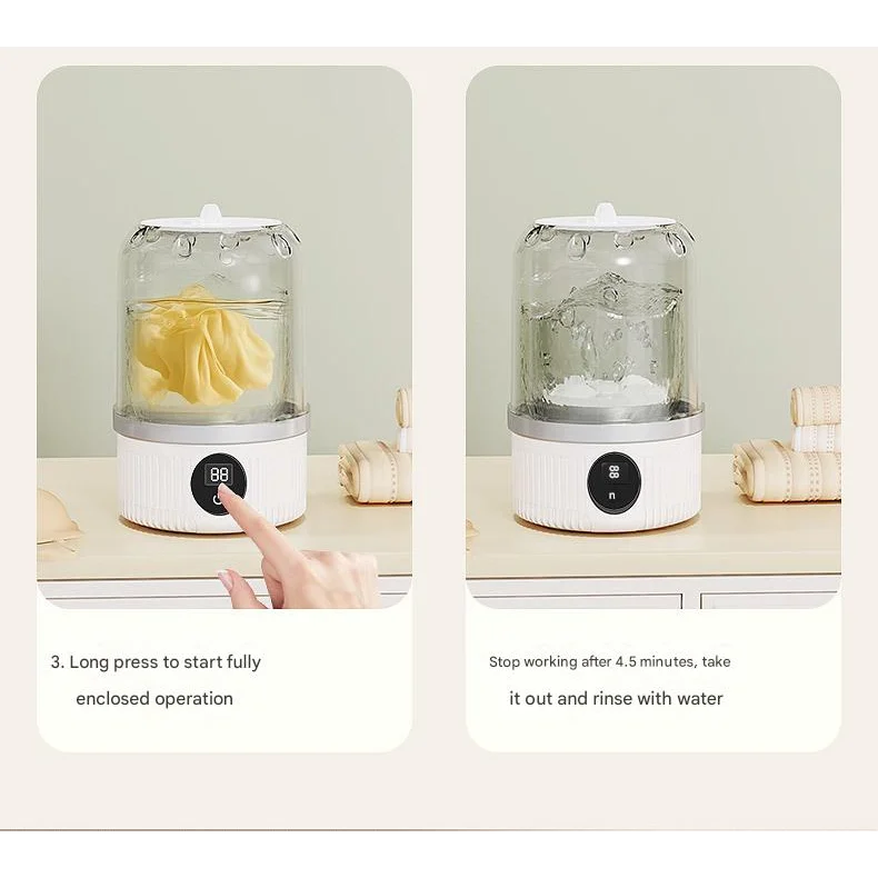 White Travel-Friendly Mini Washing Machine - USB Powered