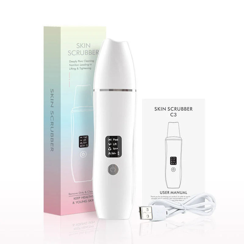 White Ultrasonic Skin Scrubber - Deep Pore Cleansing Facial