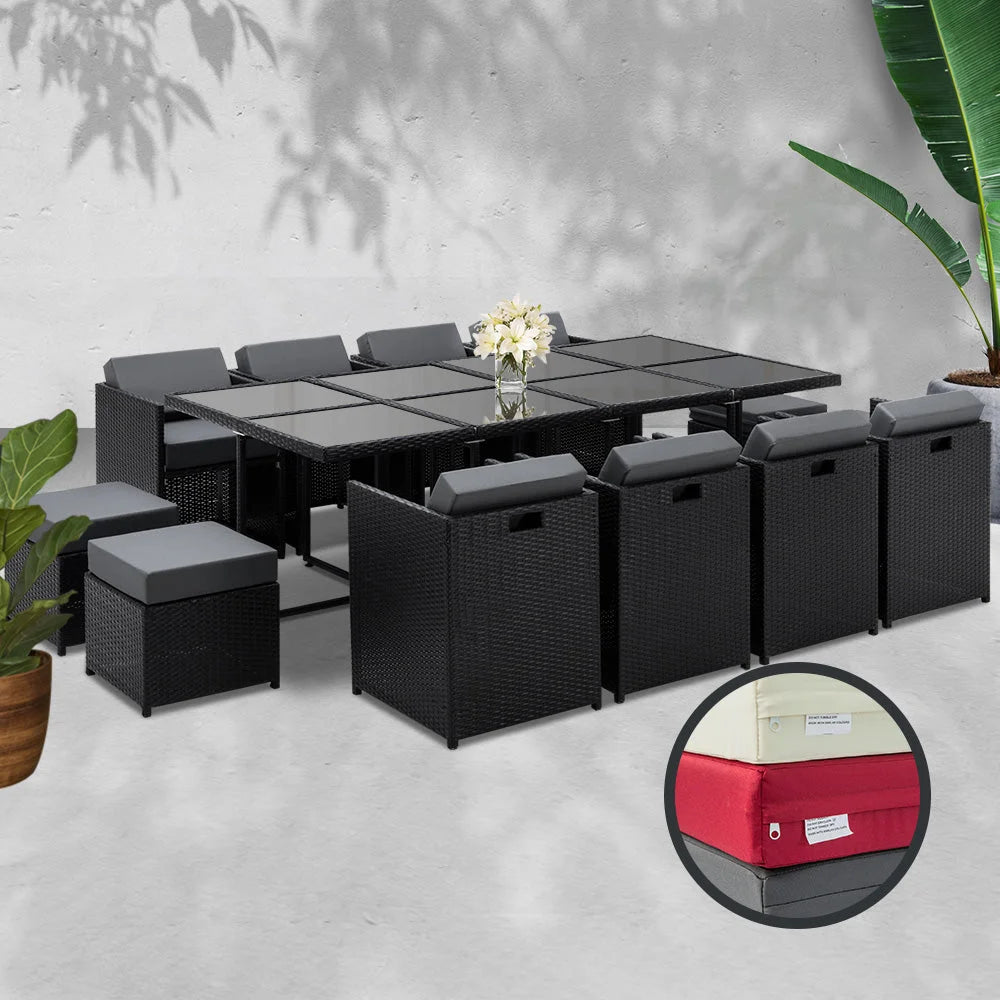 Wicker Outdoor Dining Table Set (13pcs) - Outdoor
