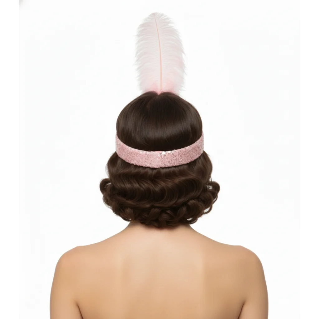 WIDE FLAPPER HEADBAND Feather Sequin Costume Gatsby