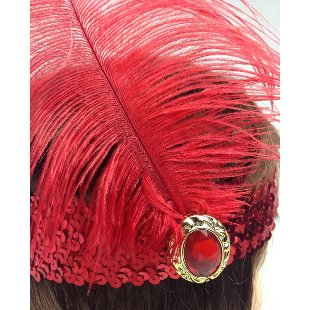WIDE FLAPPER HEADBAND Feather Sequin Costume Gatsby