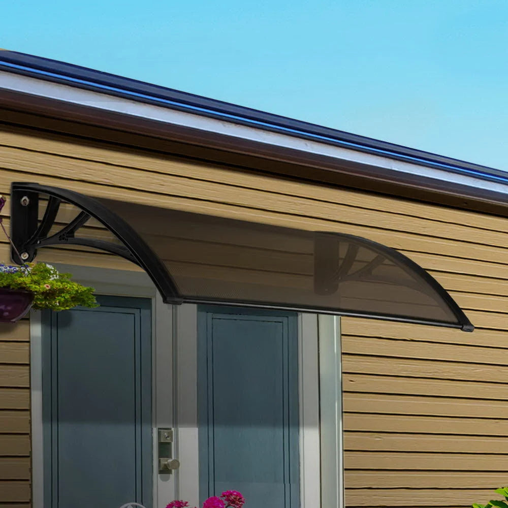Window Door Awning Canopy 1x2m Brown UV Sun Shield DIY