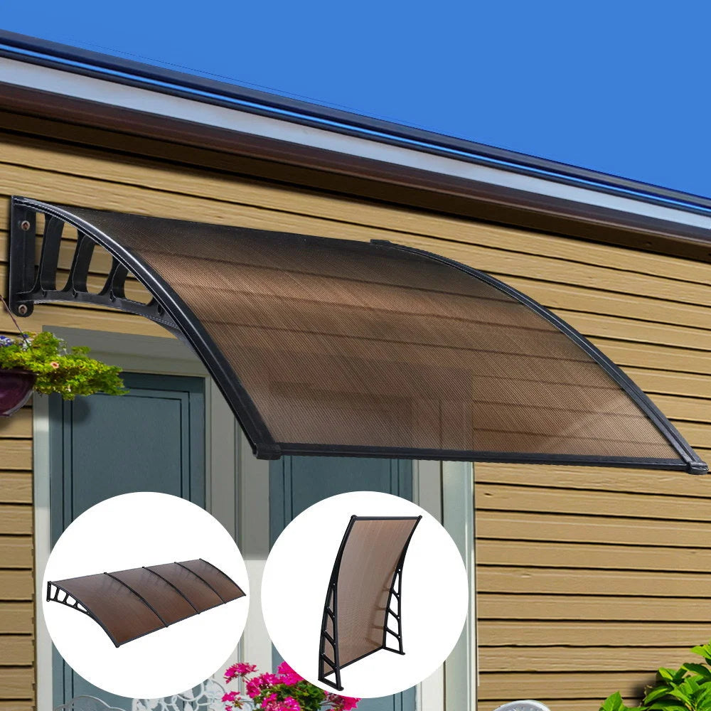 Window door awning with colour and construction cues
