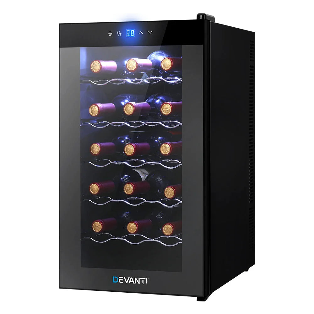 Wine Cooler 18 Bottles Glass Door Beverage Cooler