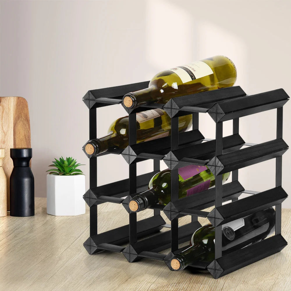 Wine Rack for 12 Bottles - Black