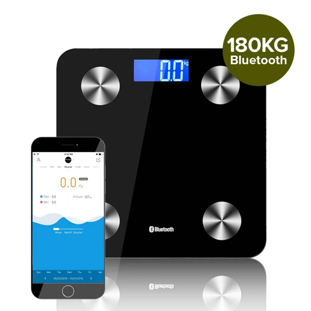 Wireless Bluetooth Digital Body Fat Scale Bathroom Health Analyzer - Black - Premium