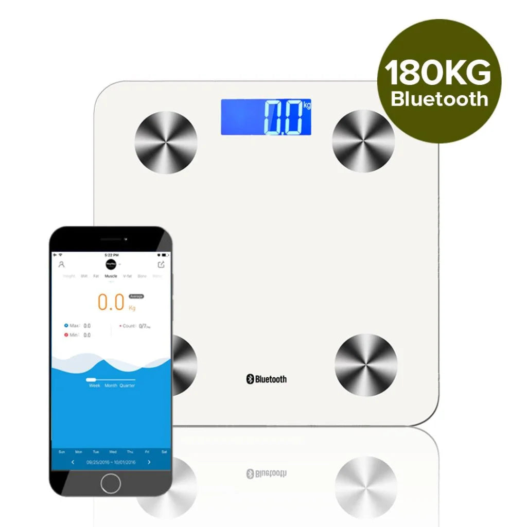 Wireless Bluetooth Digital Body Fat Scale Bathroom Health Analyzer - White - Premium