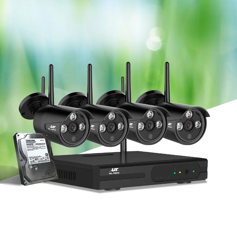 Wireless Security System 8‑CH NVR 1080P 4 Cameras 2 TB